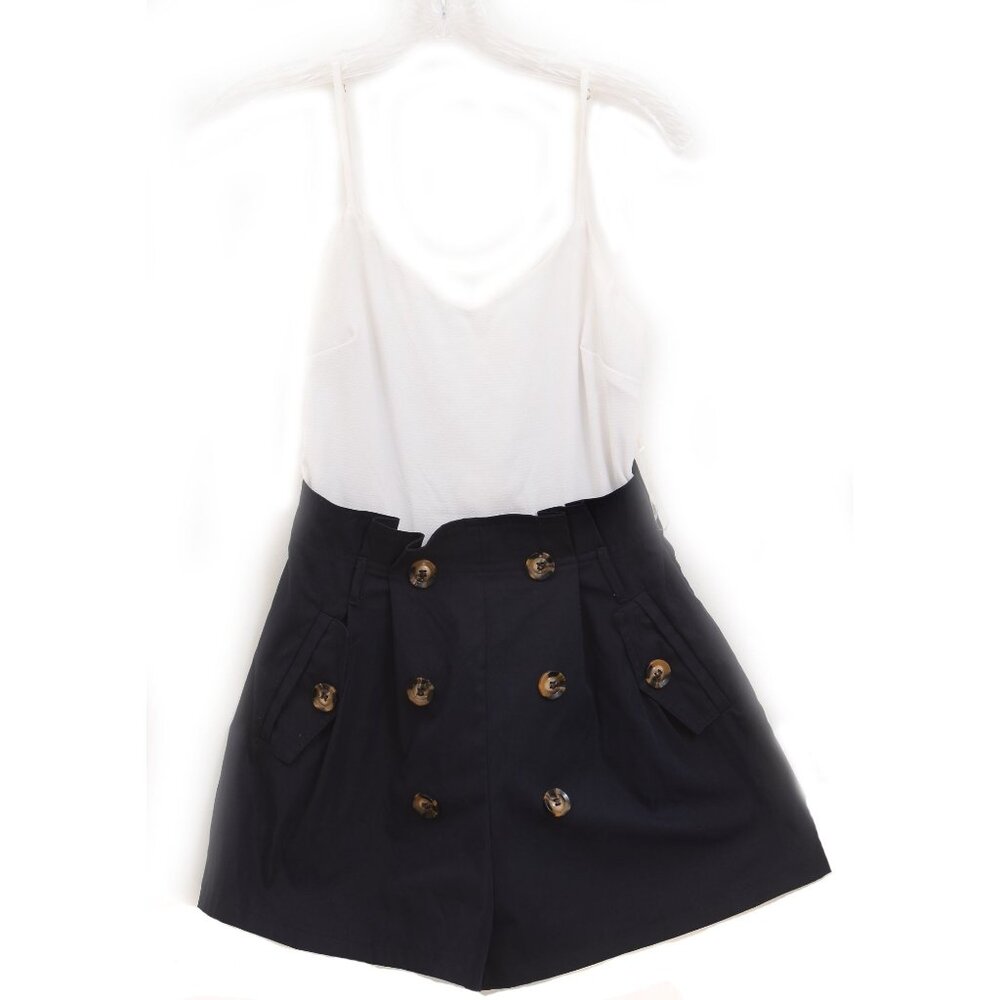 The Vintage Shop Nautical Blue Sleeveless Romper Shorts Beach Retro Size MED
